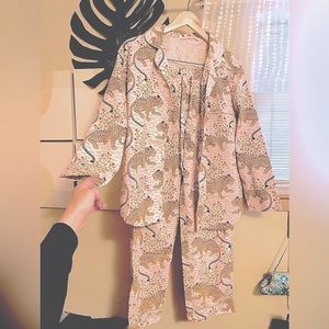Printfresh long sleep set pajama too & bottoms. Bagheera Blush Pink. Size SMALL